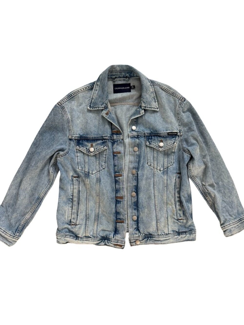 Calvin Klein Jeans Acid Wash Denim Jacket Small Light Wash Trucker
